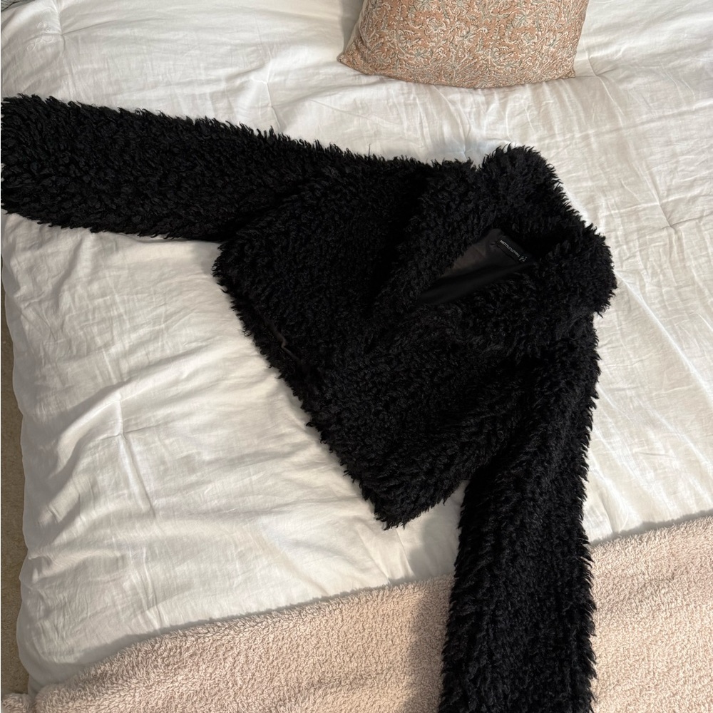 Womens Black Faux Fur Jacket